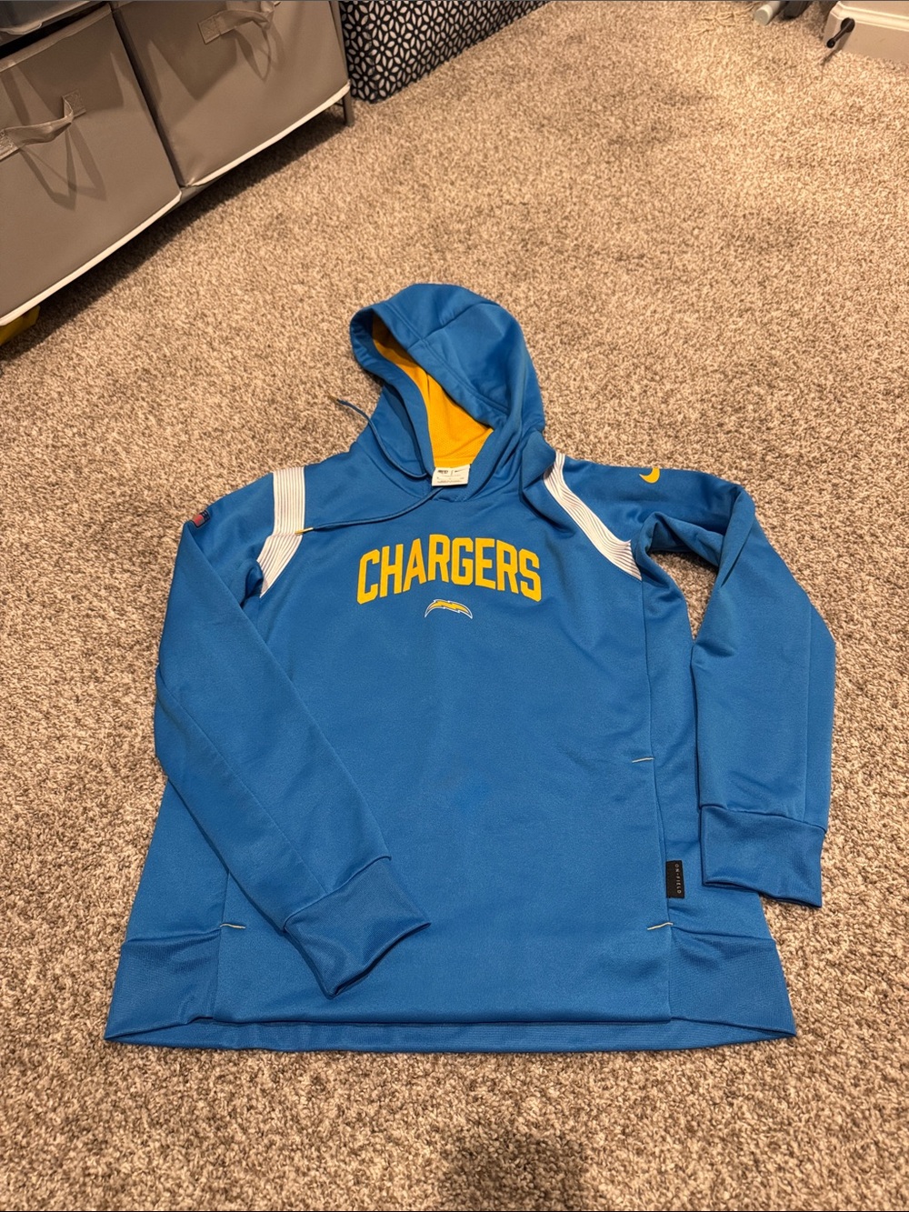 Nike Blue and Yellow Chargers Hooded Pullover